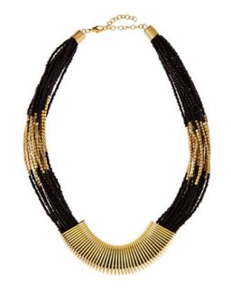 Golden Wrapped Beaded Necklace, Black   Jules Smith   Black (ONE SIZE)