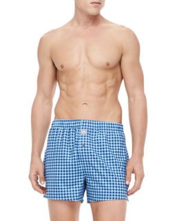 Mens Check Stretch Jersey Boxers, Navy   Peter Millar   Navy (38)