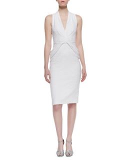 Womens V Neck Twist Front Cocktail Dress   Badgley Mischka Collection   Ivory
