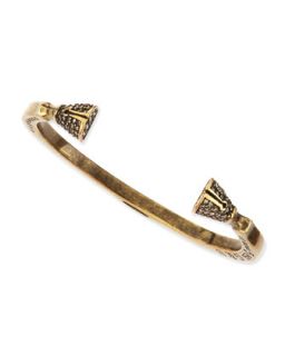 Pave Crystal Skinny Hoof Cuff, Antique Brass   Giles & Brother   Antique brass