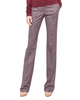 Womens Wool Flannel Pinstripe Pants   Akris   Cinnabar (34/4)