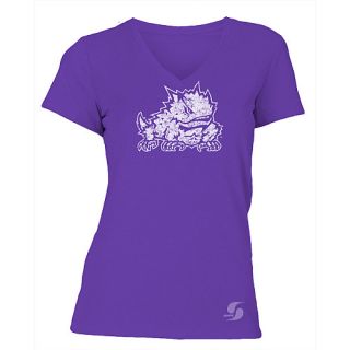 SOFFE Womens TCU Horned Frogs No Sweat V Neck Short Sleeve T Shirt   Size