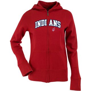 Antigua Womens Cleveland Indians Signature Hood Applique Full Zip Sweatshirt  