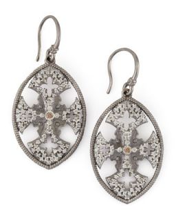 New World Diamond Maltese Cross Shield Earrings   Armenta   Silver