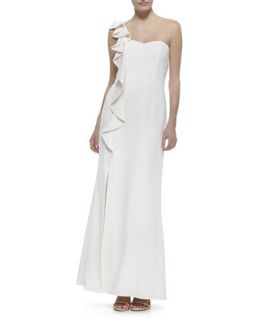 Womens Asymmetric Ruffle Front Dress   Laundry by Shelli Segal   Warm white (8)
