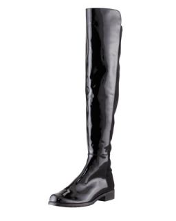 50/50 Patent Leather Knee High Boot, Black   Stuart Weitzman   Black (39.0B/9.