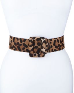 Leopard Print Calf Hair Waist Belt   Oscar de la Renta   Leopard (X LARGE)