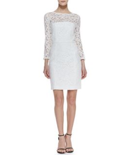 Womens Rose Lace Illusion Dress, White   4.collective   White (4)
