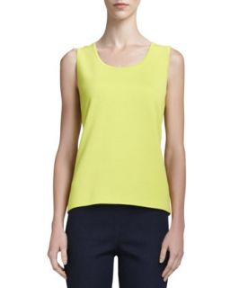 Womens Milano Knit Contour Tank, Chartreuse   St. John Collection   Chartreuse
