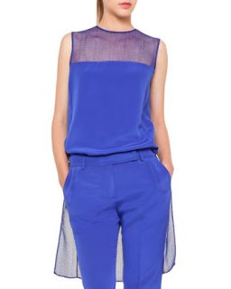 Womens Net Panel High Low Tunic   Akris   Blue (14/46)