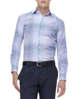 Mens Ombre Gingham Sport Shirt, Blue/Purple   Etro   Multi colors (40)