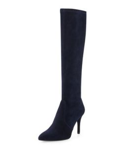 Jefe Stretch Suede Boot, Nice Blue (Made to Order)   Stuart Weitzman   Nice