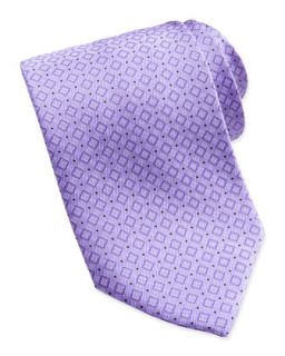 Mens Wide Diagonal Boxes Pattern Tie, Lavender   Brioni   Lavendar