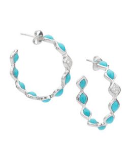 Simone Small Eternity Hoop Earrings, Blue Turquoise   Elizabeth Showers   Blue