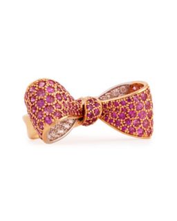 Bow Mid Size 18k Rose Gold Pink Sapphire & Diamond Ring, Size 6   Mimi So  