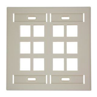Leviton 42080 12T Quickport Wallplate with ID Window, Dual Gang, 12 Port, Light Almond   Switch Plates  