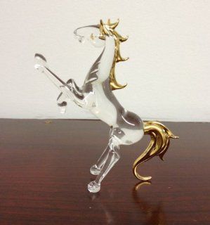 Beautiful glass horse animal figurine with gold trim   Collectible Figurines