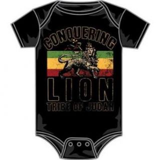 Zion Rasta   Conquering unisex child Onesie in Black, Size Large, Color Black Music Fan T Shirts Clothing