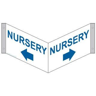 Nursery With Arrow Sign NHE 9705Tri BLUonWHT Wayfinding  Business And Store Signs 
