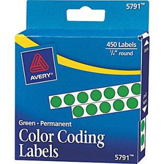 Avery 05791 Permanent Self Adhesive Round Color Coding Label, Green, 1/4(Dia), 450/Pack