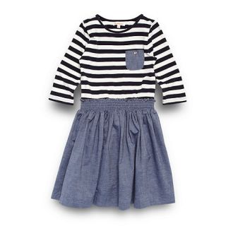 bluezoo Girls navy striped chambray skirt dress