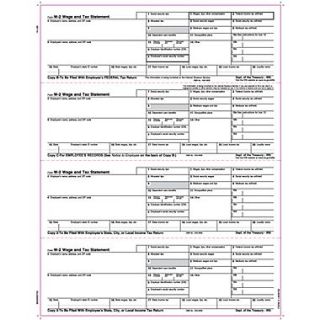 TOPS W 2 Tax Form, 1 Part, 4 per page Employee copies cut sheet, White, 8 1/2 x 11, 2000 Sheets/Carton