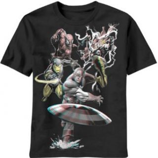 The Avengers Marvel Comics Into Action 3D Adult T Shirt Tee Movie And Tv Fan T Shirts Clothing