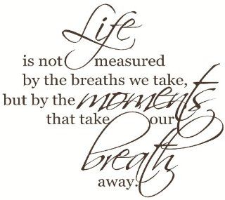 Wall D�cor Plus More WDPM1305 Life Isn't Measured by The Breaths You Take, But by The Moments That Take Your Breath Away Wall Vinyl Sticker Saying Decal 23 Inch W by 20 Inch H Chocolate   Decorative Wall Appliques  