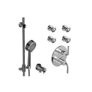 Riobel KIT#242SHTMLBN 1/2" Thermostatic/pressure balance system with hand shower rail and 4 body jets   Bathtub And Showerhead Faucet Systems  