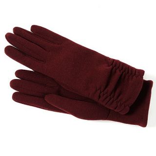 Isotoner Dark red ruched cuff gloves