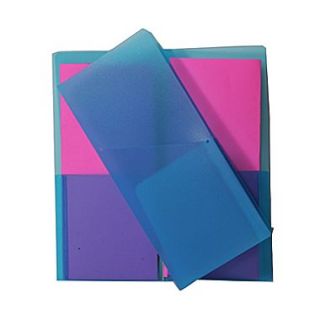 Jam 4 1/4 x 9 1/8 Plastic Mini Heavy Duty Two Pocket Presentation Folder, Blue