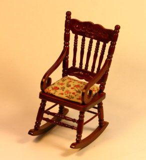 Miniature Antique Replica Cherry Upholstered Rocking Chair Toys & Games