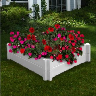 New England Arbors Vinyl Huntington Raised Garden Bed   Raised Bed & Container Gardening