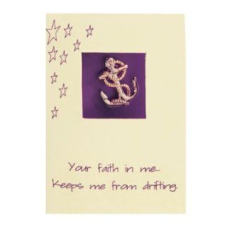 LDS Sincere Thoughts Greeting Card & Two Tone Pin   Anchor Two Tone Pin   Your Faith In MeKeeps Me From Drifitng   LDS Greeting Cards, Friendship 