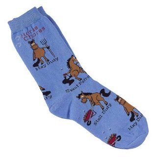 Horse Chores Blue Youth Girls Socks (Made in USA) Sports & Outdoors