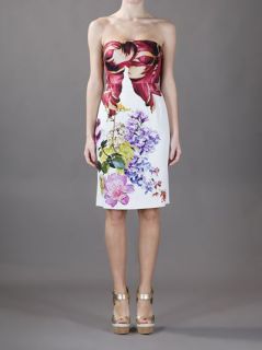 Roberto Cavalli Strapless Floral Print Dress