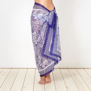 Beach Collection Blue sketched floral sarong