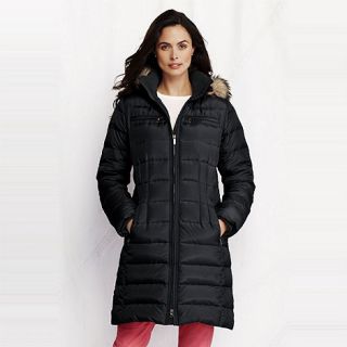 Lands End Black womens shimmer down coat  tall