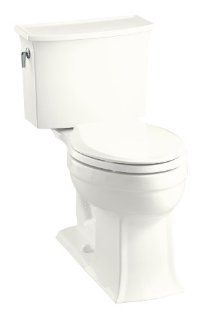 Kohler K 3517 0 Archer Comfort Height Elongated Toilet with Left Hand Trip Lever, Less Seat, White   Two Piece Toilets  