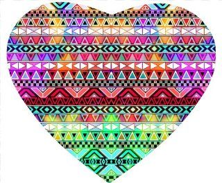 Purple Pink Neon Bright Andes Abstract Aztec Pattern Mousepad, Heart Shaped Mousepad 