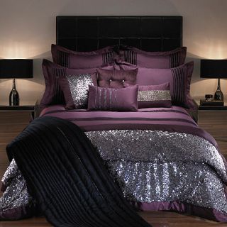 Kylie Minogue at home Dark purple Carita bed linen