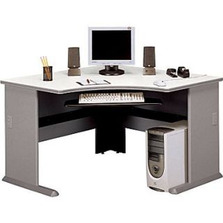 Bush Cubix 48 Corner Desk, Pewter/White Spectrum, Fully assembled
