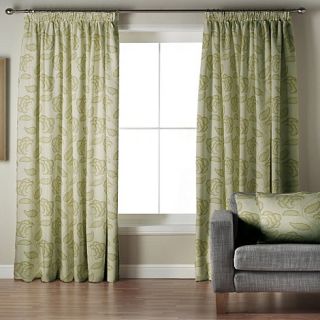 Whiteheads Garland Green Lined Pencil Pleat Curtains