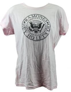 Rock Solid Shirts Ramones Hey Ho Lets Go Women's T Shirt   X Large   Pink Clothing