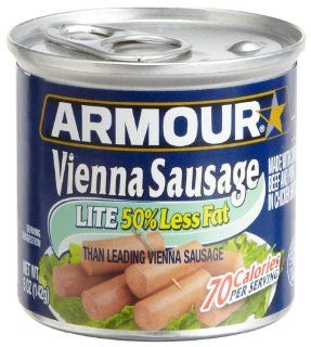 Armour Vienna Sausage, Lite 50% Less Fat, 5 Ounce Cans (Pack of 24)  Grocery & Gourmet Food