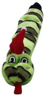 Kyjen PP03392 Invincibles Plush Holiday Snake Stuffingless Dog Toys Squeaker Toy 3 Squeakers, Small, Green  Pet Squeak Toys 
