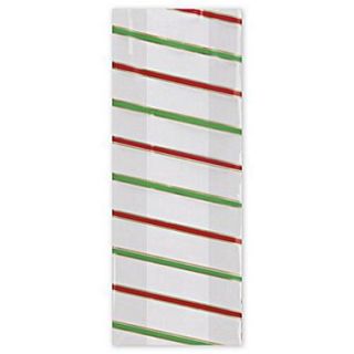 4 x 2 1/2 x 9 1/2 Seasonal Stripe Cello Bags, White