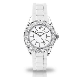 Sekonda Ladies partytime white dial watch with diamante bezel