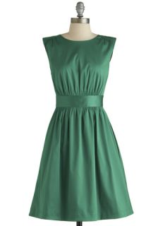 Emily and Fin Too Much Fun Dress in Emerald Satin  Mod Retro Vintage Dresses