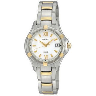 Seiko Ladies silver contrasting panelled watch